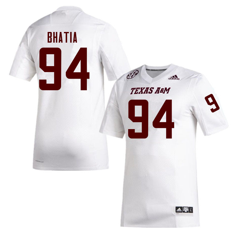 Men #94 Drake Bhatia Texas A&M Aggies College Football Jerseys Sale-White